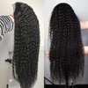 Espive 28 Inch 13x4 Deep Wave Lace Front Wigs Human Hair 180 Density Deep Curly Lace Front Wigs Human Hair Glueless Transparent Lace Frontal Wig for Women Pre Plucked with Baby Hair Natural Black