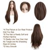 Kalisa Brown Lace Front Wigs Brown High Density Synthetic Wig Long Straight Brown Natural Color Glueless Wig Brown Wigs for Women Heat Resistant Fiber Soft Wigs for Daily Party 26Inch
