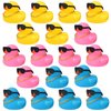 18 Pcs Mini Rubber Ducks Baby Shower Tiny Rubber Ducks Bulk with Sunglasses, Float Bath Toys Bathtub Duckies Mini Ducks for Shower Birthday Party Favors Carnival Gift (Yellow, Pink, Blue)
