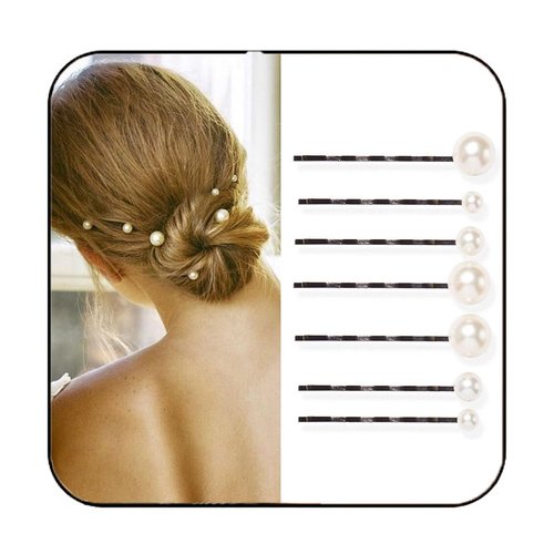 Bartosi Pearl Hair Clips White Pearl Hair Pins Beaded Bridal Hair Barrettes Bride Wedding Hair Accessories for Women and Girls (Pack of 7)