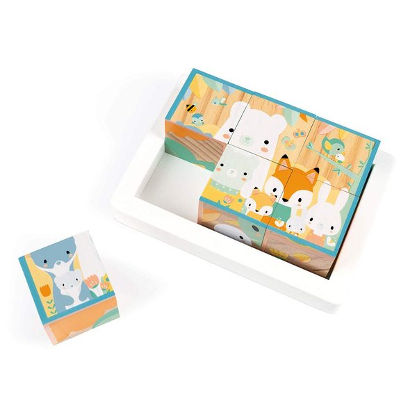 Janod Pure 6 Block Tray - Forest Animals Puzzle - Ages 1+ - J05158