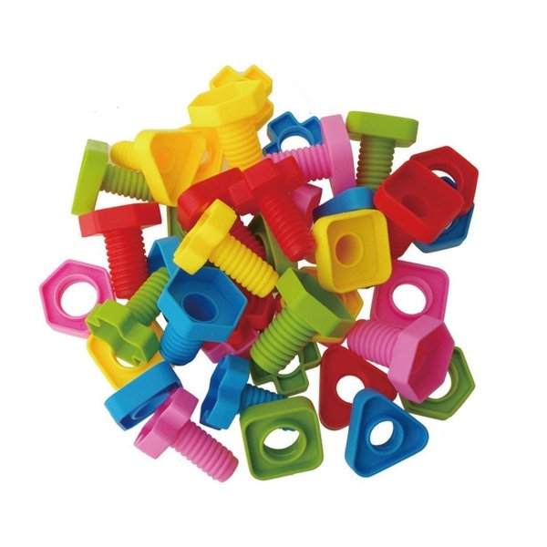 RAINBOW TOYFROG Jumbo Nuts and Bolts Toddler Toys - 40 Busy Bolts with Storage Tote & Book - Toddler & Baby Occupational Therapy Toys - Develop Fine Motor Skills Through Play