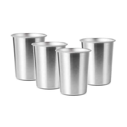 YOLCAR 4Pack 6oz Small Stainless Steel Cups, BPA Free Healthy Pint Drinking Cups Metal Drinking Glasses ​For Kids (Silver, 170ml/6oz)