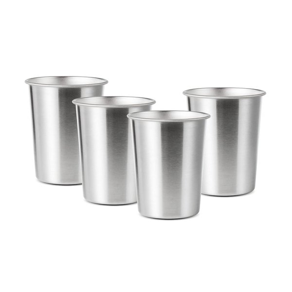 YOLCAR 4Pack 6oz Small Stainless Steel Cups, BPA Free Healthy Pint Drinking Cups Metal Drinking Glasses ​For Kids (Silver, 170ml/6oz)