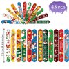 NovaHance 48 PCS Christmas Slap Bracelets Party Favors, Xmas Snap Bracelet Party Favors Supplies for kids&teens Gifts Teacher Classroom School Prizes Christmas Party