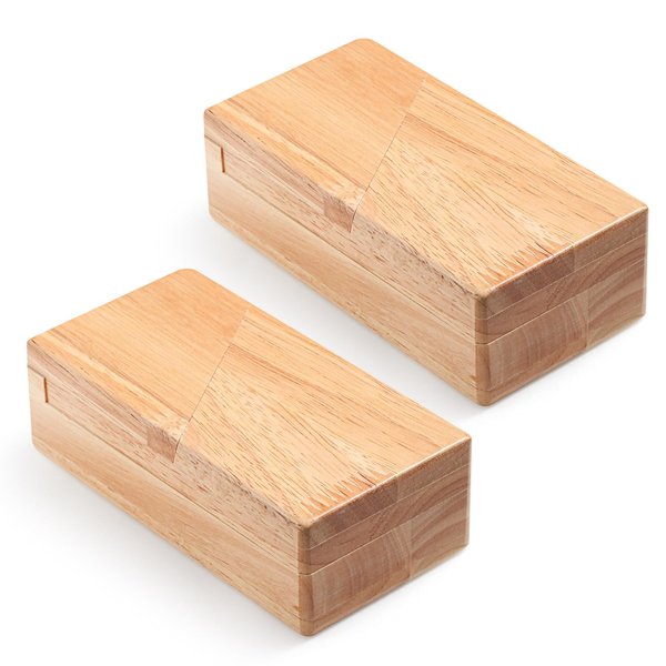 Zhanmai 2 Pack Christmas Puzzle Box Gift Wooden Magic Impossible Dovetail Box Secret Money Box Mini 3D Brain Teaser Box for Valentines Girlfriend Cash Adults Teens (Wood Color,Rectangle)