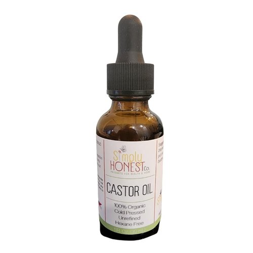 Castor Oil - 100% Organic, Hexane Free, Cold Pressed, Unrefined (2 oz dropper bottle)