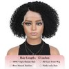 Fancy Hair Human Hair Lace Front Wigs Kinky Curly Wig Glueless Side Part Brazilian Virgin Human Hair Curly Bob Wigs with Baby Hair for Black Women (Natural Color,12 Inch)