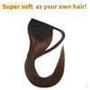 SEGO Ponytail Extension Human Hair Real Human Hair Clip In Wrap Around Long Straight Ponytail With Magic Paste Pony Hairpieces for Women -22 Inch 95g 4 Medium Chocolate Brown