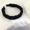 TUCEWP Velvet Headbands for Women Girls Black Wrinkle Headbands with Chain Non Slip Shiny Padded Headband Vintage French Headbands No Teeth Head Bands Hoops Headwear Fashion Styling Tools Accessories