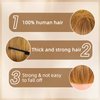 Mannequin Head with 100% Human Hair, MYSWEETY Doll Head for Hair Styling, Manikin Head Cosmetology Makeup Hairdressing Training Head with Clamp Holder and Tools(18" Brown, Makeup)