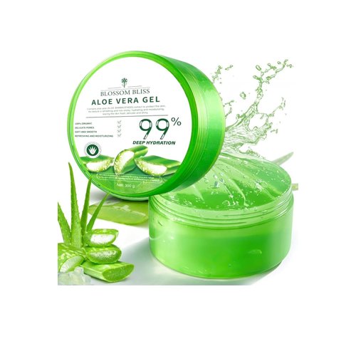 BLOSSOMBLISS Aloe Vera Gel from Freshly Cut Pure Aloe Vera - for Skin, Hair, Face and Scalp - Deep Hydration, After Sun