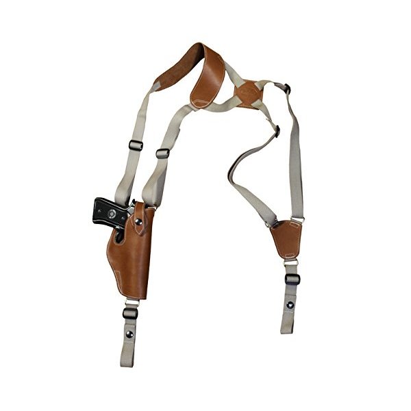 New Barsony Saddle Tan Leather Vertical Shoulder Holster for Springfield XDM 4.5in Left