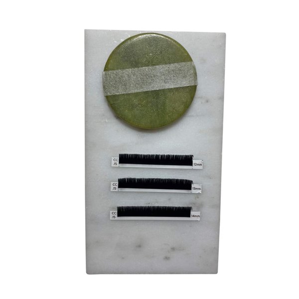 The Lash Co. Carrara Marble Tile with Green Jadestone for Eyelash extension, strip lash application
