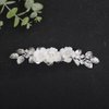 Teyglen Flower Bridal Hair Clips White Flower Wedding Hair Barrette Gold Silver Leaf Flower Headpiece Floral Hair Accessories for Women Girls Party Prom (Silver)