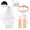 Hanaive 3 Pcs Bachelorette Party Bride Kit Decorations Pearl Bride Headband Bridal Veil Letter Rhinestone Bride Earrings for Women Wedding Bridal Shower Gift Favors Bride Accessories Outfit