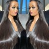 SUNKASA 13x4 Lace Front Wigs Human Hair Pre Plucked Straight HD Frontal Wigs for Black Women Human Hair Glueless Wig Natural Black 18 Inch