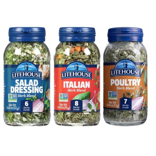 Litehouse Freeze-Dried Flavors Variety Herb Blend Pack, (Italian, Poultry, Salad Dressing Herb Blend) - Organic Spice, Non-GMO, Gluten-Free - 3-Pack