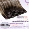 LaaVoo Ombre Clip in Hair Extensions Real Human Hair 18 Inch Dark Brown to Light Brown Balayage Blonde Real Hair Extensions Clip in Human Hair Balayage Clip in Hair Extensions Human Hair 80g 5Pcs