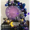 Purple and Blue Balloons Set, 50 PCS 10 Inch Purple Blue Black Party Balloons, Space Balloons Navy Blue Purple Silver Helium Balloons for Birthday Party Space Theme Baby Shower Supplies