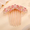 Missgrace Boho Shiny Flower Floral Hair Combs Blue Pink Purple Bridal Wedding Hair Crystal Rhinestones Women Hair Side Combs Hair Accessories for Women (Pink)