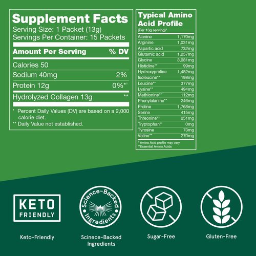 Bulletproof Unflavored Collagen Peptides Powder Packets, Pack of 15, Grass-Fed Collagen Protein and Amino Acids for Skin, Bone and Joint Support, Pasture Raised, No Added Hormones