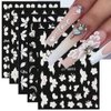 Flower Nail Art Stickers Decals, White Flower Petal Nail Stickers for Nail Art, 5D Embossed Floral Butterfly Design Nail Decals Flower Nails Adhesive Slider for Summer Nail Art Decorations Supplies