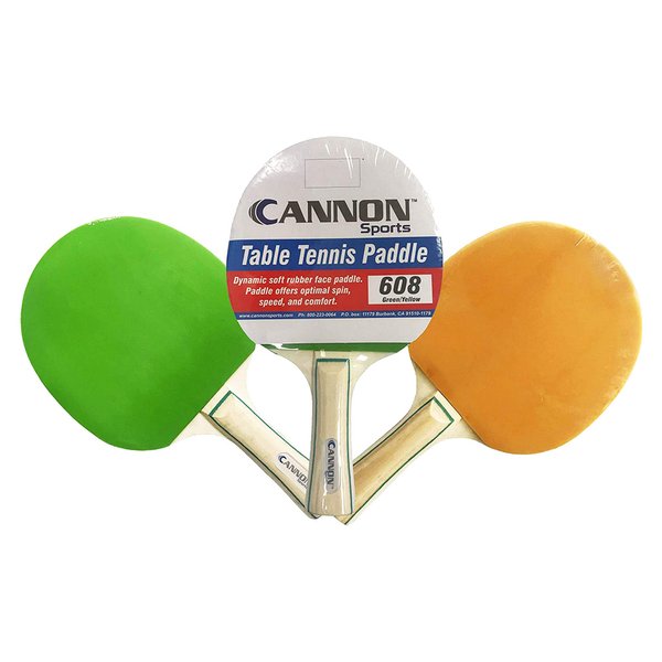 Cannon Sports Ping Pong & Table Tennis Paddles with Rubber Face & Wooden Handles (Green/Yellow)