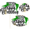 1Pcs Soccer Happy Birthday Cake Topper Glitter Happy Birthday Sign Football Player Cake Pick Decorations for Sport Theme Man Boy Girl Birthday Party Decoration Supplies Black