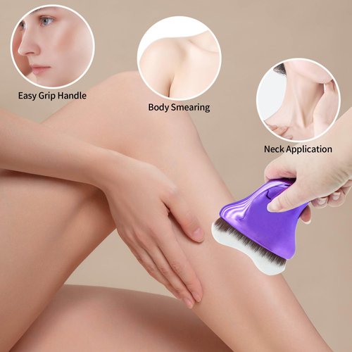 BEAUTYFACTOR Self Tanner Brush - Kabuki Brush Body Leg Makeup Brush for Self Tanner,Sunscreen - Self Tanning Mitt Bronzer Brush for Face Body Self Tan- (Purple)