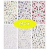Flower Nail Art Stickers Decals 5D Flower Nail Stickers Floral Daisy Acrylic Embossed Nail Decals 6PCS Daisy Butterfly Floral Leaf White Spring Design Self-Adhesive Nail Sliders for Manicure Decor