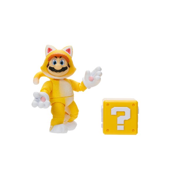 THE SUPER MARIO BROS. MOVIE 5 Inch Action Figures Series 2 Cat Mario Figure with Block