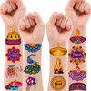 100 PCS Happy Diwali Rangoli Mandala Themed Temporary Tattoos Birthday Party Decorations Favors Supplies Cute Indian Deepavali Tattoo Stickers Party Gifts for Girls Boys Home Activity School Rewards