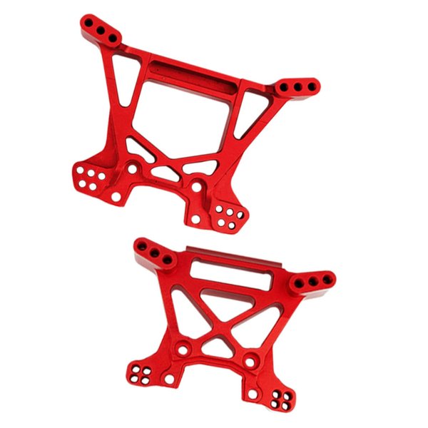 RCMYou Alloy Front Rear Shock Tower Shock Mounts Upgrades Part for Rustler 4x4 VXL/Rustler 4x4 4WD RC Hops Up,Replaces 6738 6739,Red