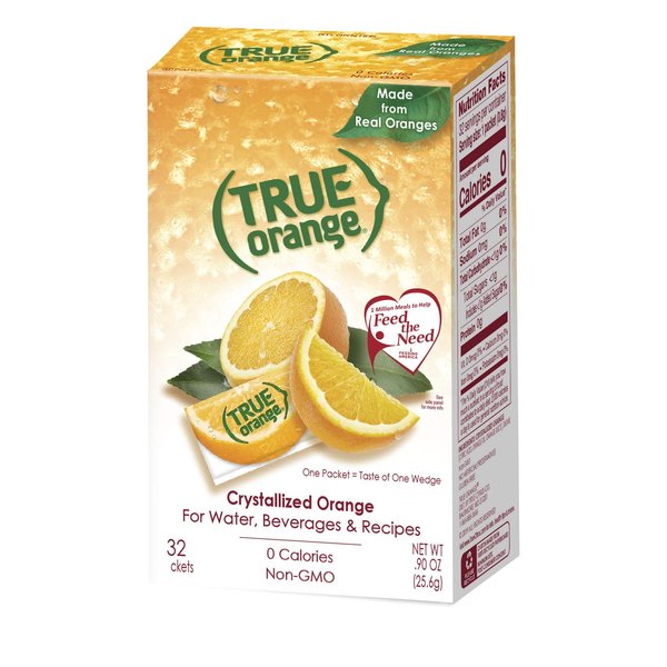 TRUE ORANGE Water Enhancer (32 Packets) | Zero Calorie Water Flavoring | For Water, Bottled Water, Iced Tea & Recipes | Water Flavor Packets Made with Real Oranges