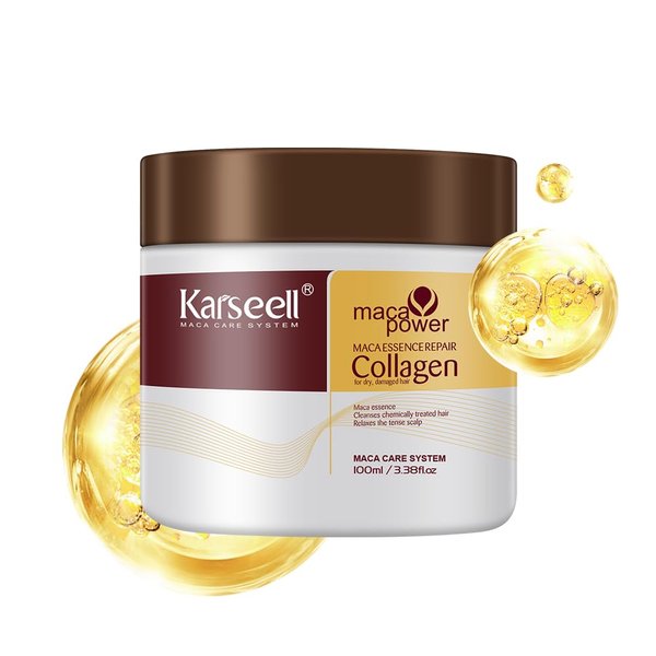 Karseell Collagen Hair Treatment Deep Repair Conditioning Argan Oil Collagen Hair Mask Essence for Dry Damaged Hair All Hair Types 3.38floz 100ml