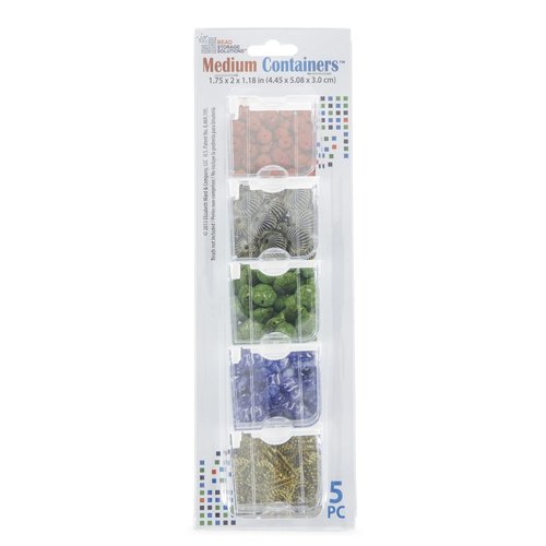 Bead Storage Solutions Elizabeth Ward 5 Piece Bead Clear Organizing Storage Containers for Small Beads, Crystals, Fasteners, and More, Medium