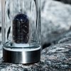 TonicCure Gem Infused Crystal Water Bottle Elixir with Authentic Healing Wellness Brazilian Stones Obsidian Neoprene Sleeve, for Love Peace and clarity 16 oz (BLACK Obsidian)
