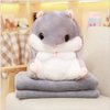 YunNasi Plush Hamster Stuffed Animal Toys Hamster Throw Pillow with Blanket 19.7 Inches Grey