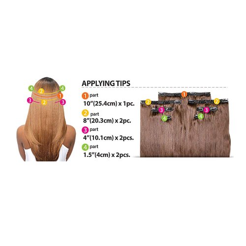 EVE HAIR 100% Pure Remy Human Hair Clip On Extensions - 7 Pieces 18 Clips - 170 Grams - Silky Straight – 18 Inches – #P27/613