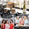 Black and Silver Birthday Decorations for Men Women, Happy Birthday Decorations for Boys Girls, Black and White Birthday Party Decorations Foil Balloons Fringe Curtains Tablecloth Hanging Pendant