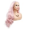Pink Wigs for Women Pastel Peach Pink Lace Front Wigs Long Wavy Real Hair Wigs Handmade Pre Plucked Hairline Glueless Heat Synthetic Heat Resistant Hair Cosplay Drag Colorful Women's Wigs 24 Inch