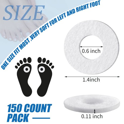150 Pcs Callus Cushions for Bottom of Foot Callus Pads Round Soft Feet Felt Callus Cushions Corn Cushions Adhesive Foot Callous Cushions Bulk for Men Women Pain Relief Foot Care