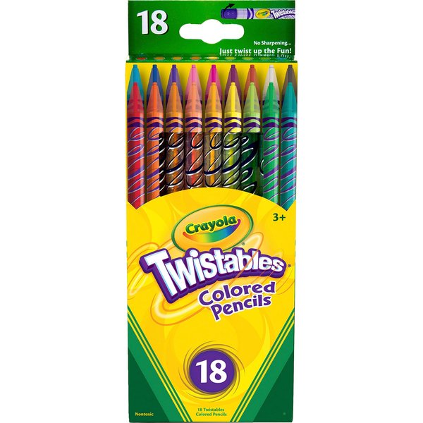 Crayola Twistable Colored Pencils For Kids, Fun School Supplies, 18 Count, Gifts For Kids, Ages 3+