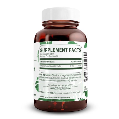 Natural Nutra Chelated Iron Supplement for Men and Women, Nails Health, Promotes Optimal Absorption, Skin Health, Improves Hair Growth, Gluten Free, 90 Tablets