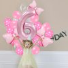 Pink Birthday Balloons Pink Bow Balloons 40 Inch Number Balloons Set for Pink Birthday Decorations 6 Year Old Girl Birthday Party Decoration Balloon Aluminum Film Balloon