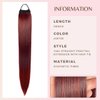 VAVANGA 28inch Long Ponytail Extension with Hair Tie, Ombre Red Yaki Straight Ponytail Thick Braiding Hair Ponytail Natural Fake Pony Tails Hairpiece for Women (#1BT39)