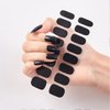 Black Nail Wraps Color Glitter Street Nail Strips Nail Art Polish Stickers Full Nail Wraps Self-Adhesive Solid Nail Art Decal Strips Sticker Nails for Women (8 Sheets 128 Pieces)