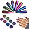 8Pcs Chameleon Chrome Nail Powder,Chrome Powder for Gel Nails Nail Chrome Powder Mirror Effect Holographic Aurora Iridescent Pearlescent Manicure(8 colors)