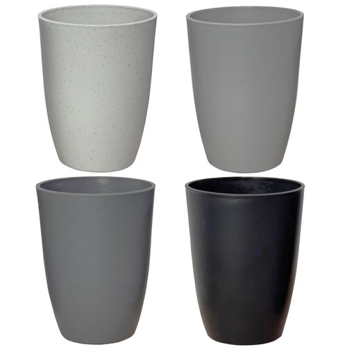 LuckyZone Wheat Straw Reusable Cup (12 oz) - Unbreakable Drinking Glasses Sets of 4 - Dishwasher Safe Tumbler - Lightweight, BPA Free and Eco friendly (4Pcs/Gray Series)